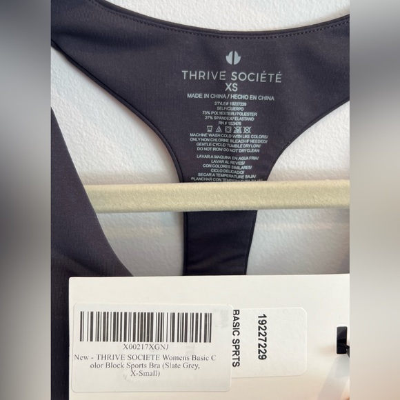 THRIVE SOCIETE Womens Basic color Block Sports Bra (Slate Grey) - Picture 3 of 4